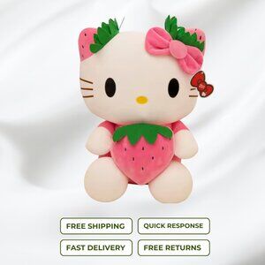 Sanrio Hello Kitty 22cm Pink Strawberry Kawaii Plush Stuffed Animal Pillow Doll